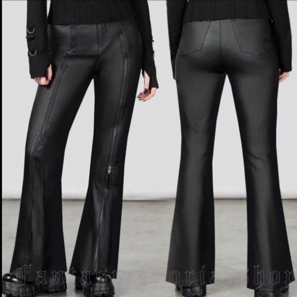 Killstar Maleficent's Mirage Vegan Leather Flare Pants XS NWT